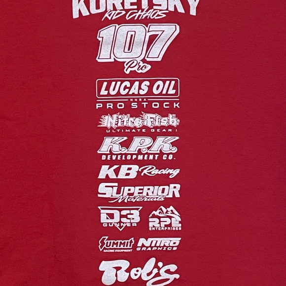 Kyle Koretsky NHRA Pro Stock Series Lucas Oil T-Shirt Size L - Picture 4 of 6